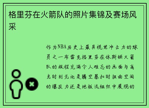 格里芬在火箭队的照片集锦及赛场风采