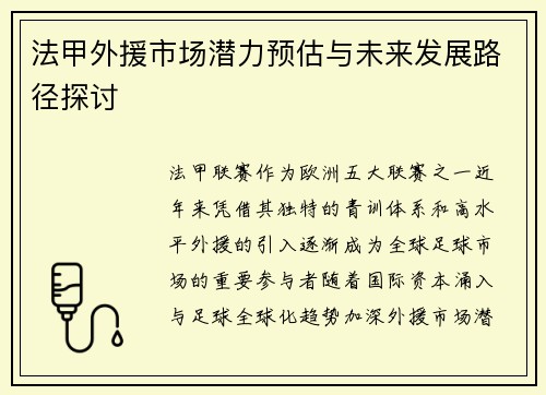 法甲外援市场潜力预估与未来发展路径探讨